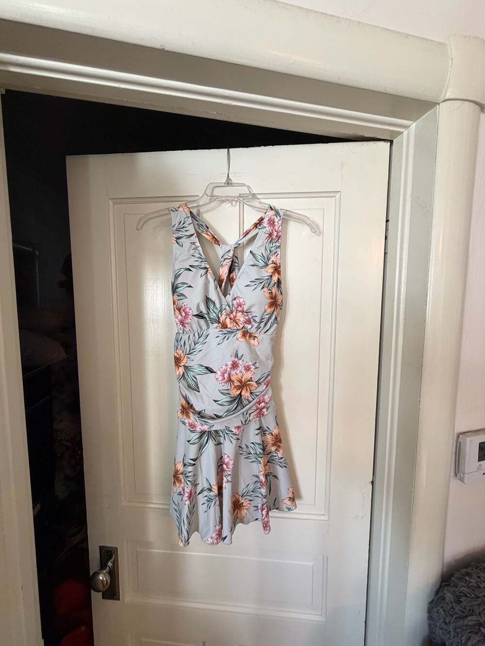 SHEKINI Swimdress Size L Floral Halter Tummy Control Swimsuit